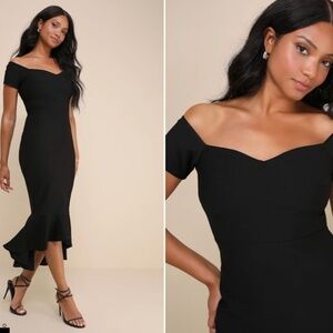 LULU's Bridal Chic Modern Sexy Minimalist Mermaid Trumpet Midi Dress